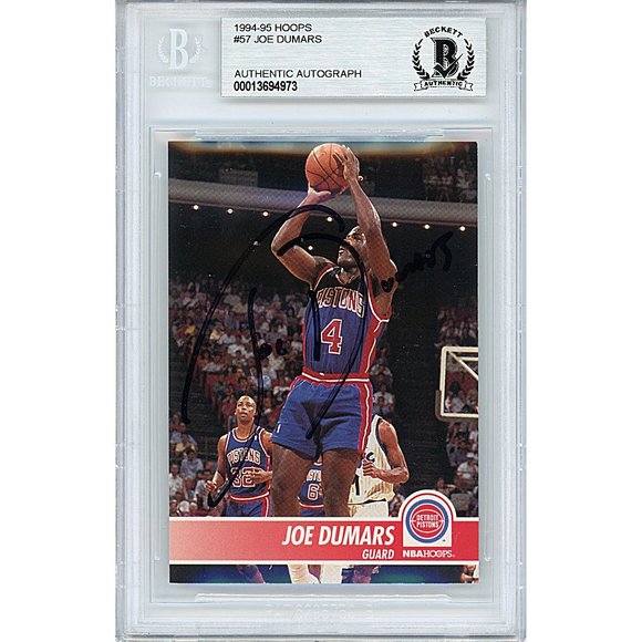 Joe Dumars Signed Pistons 1994-95 Hoops Basketball Card Beckett Autographed BAS - Picture 1 of 4